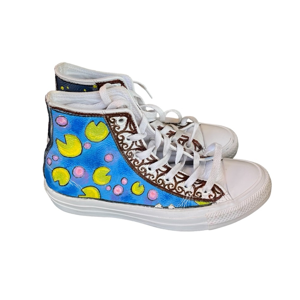 Converse Custom High Top All Stars Leather Upper Unisex Shoes Size 6.5